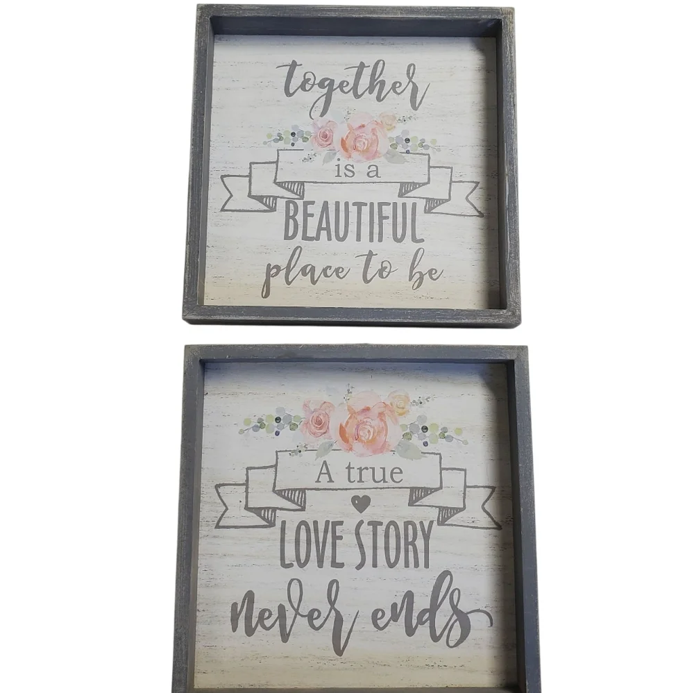 Love Story Decorative Wall Art Set with Inspirational Quotes New